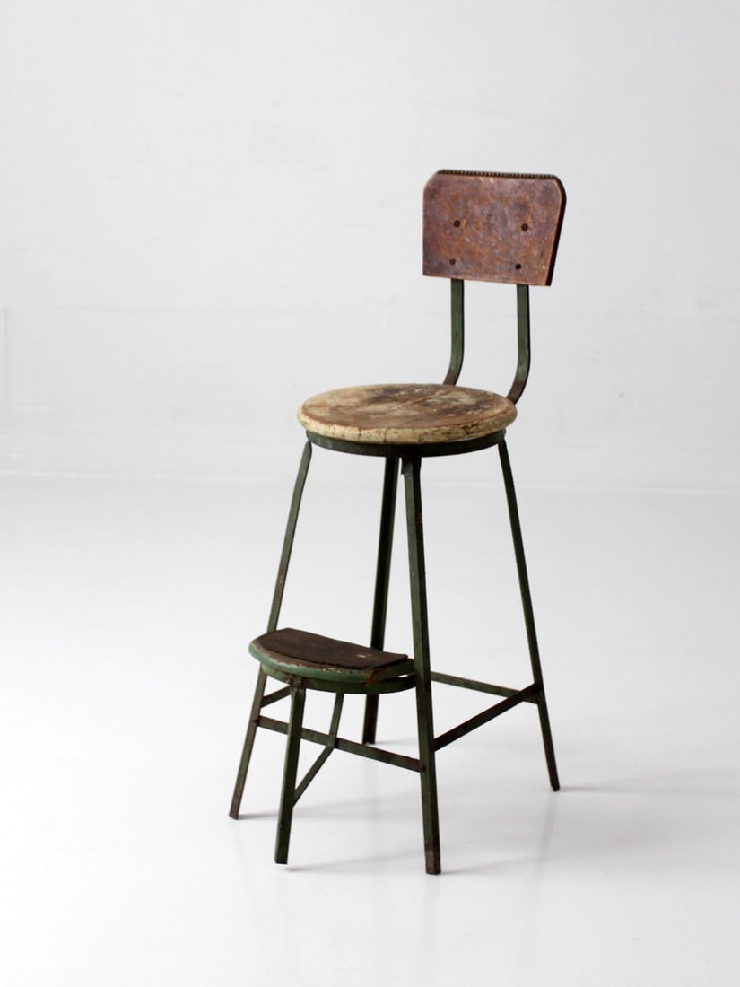 Early 20th Century Steel and Wood Drafting Chair with Step Platform (1 of 15)