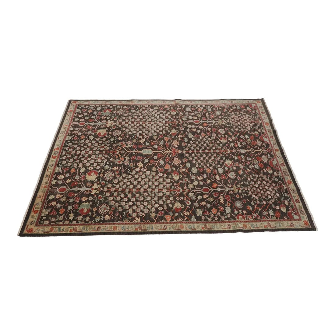 Obeetee Colonial Williamsburg Brown Textile Rug 90 x 117: Obeetee Colonial Williamsburg Brown Textile Rug 90 x 117 This Obeetee Colonial Williamsburg rug features a high-quality construction with a chocolate brown background. The rug is approximately 25