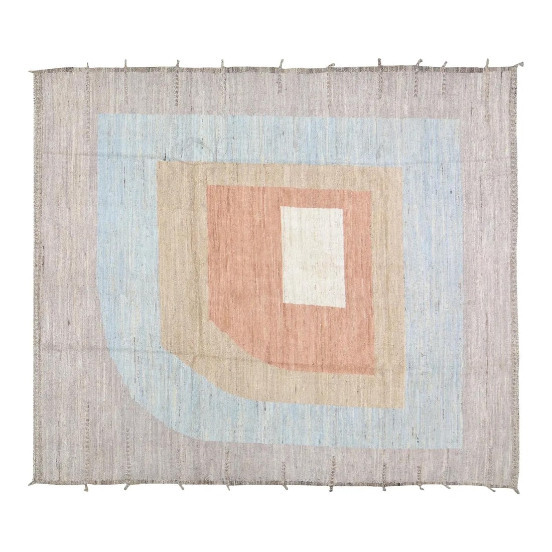 Azilal Wool Area Rug With Natural Tones 8'3" x 9'8" Handmade Morocco: Azilal Wool Area Rug With Natural Tones 8'3" x 9'8" Handmade Morocco This Moroccan Azilal rug from the 1990s is handmade and hand knotted, featuring natural colors and a soft texture with a fine weave