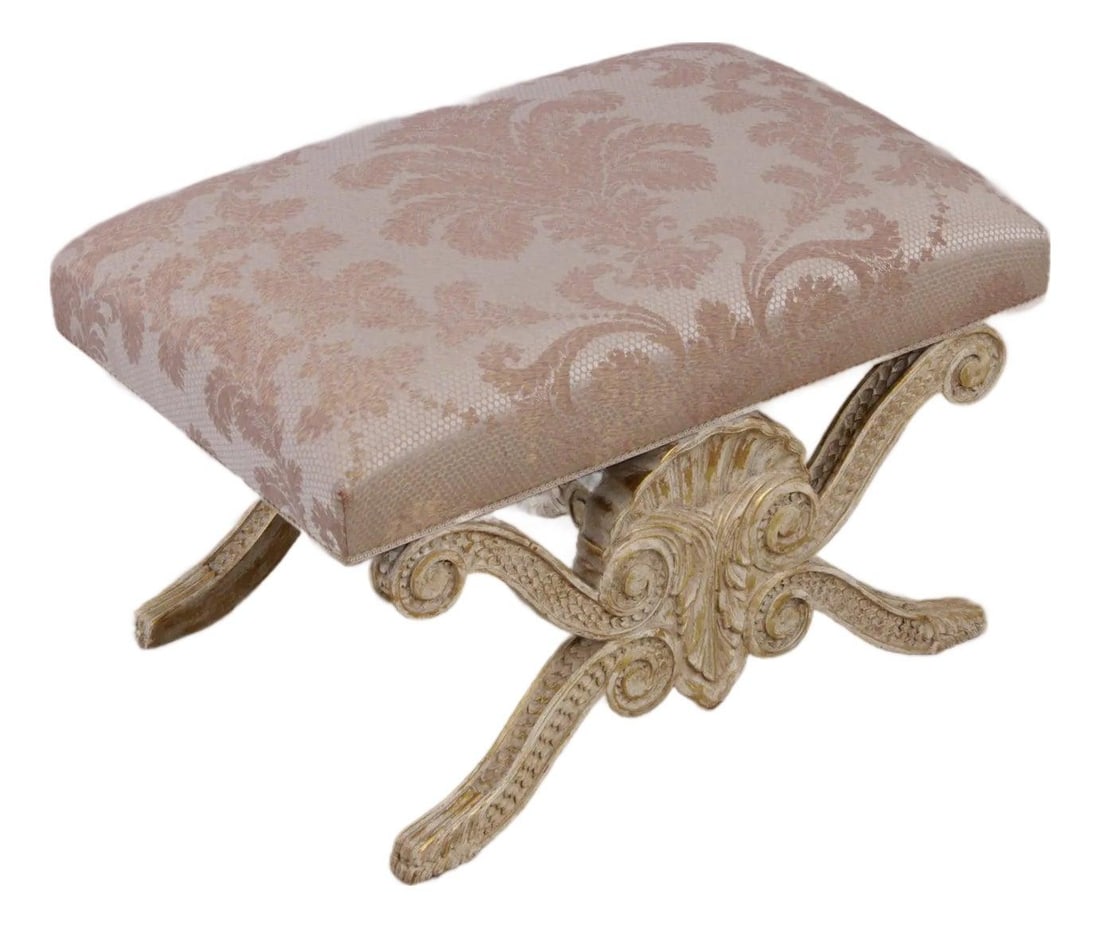 Carved X Form Bench Stool William Switzer Gold Wash (1 of 10)