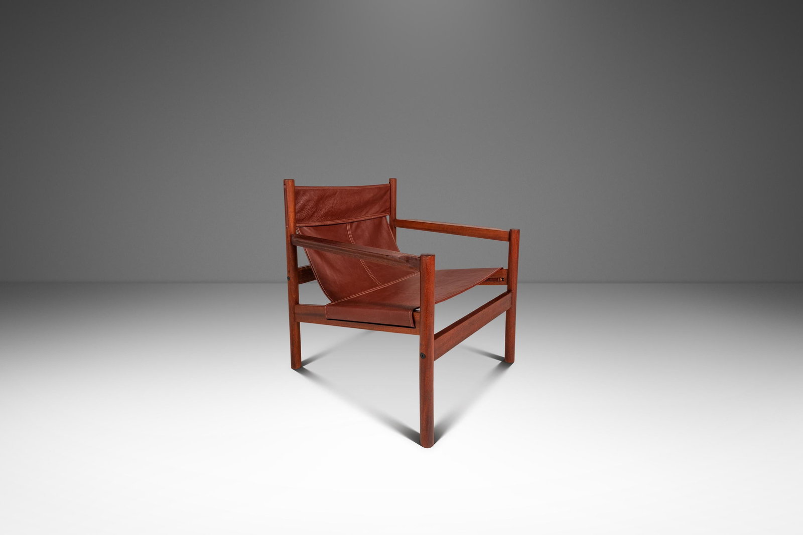 Leather and Teak Roxinho Sling Lounge Chair by Michel Arnoult for Mobilia Cotemporanea (1 of 18)