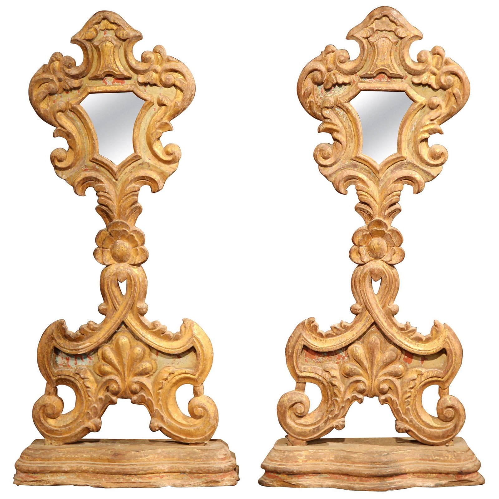 Set of 2 Italian giltwood reliquary mirrors with mercury glass (1 of 10)