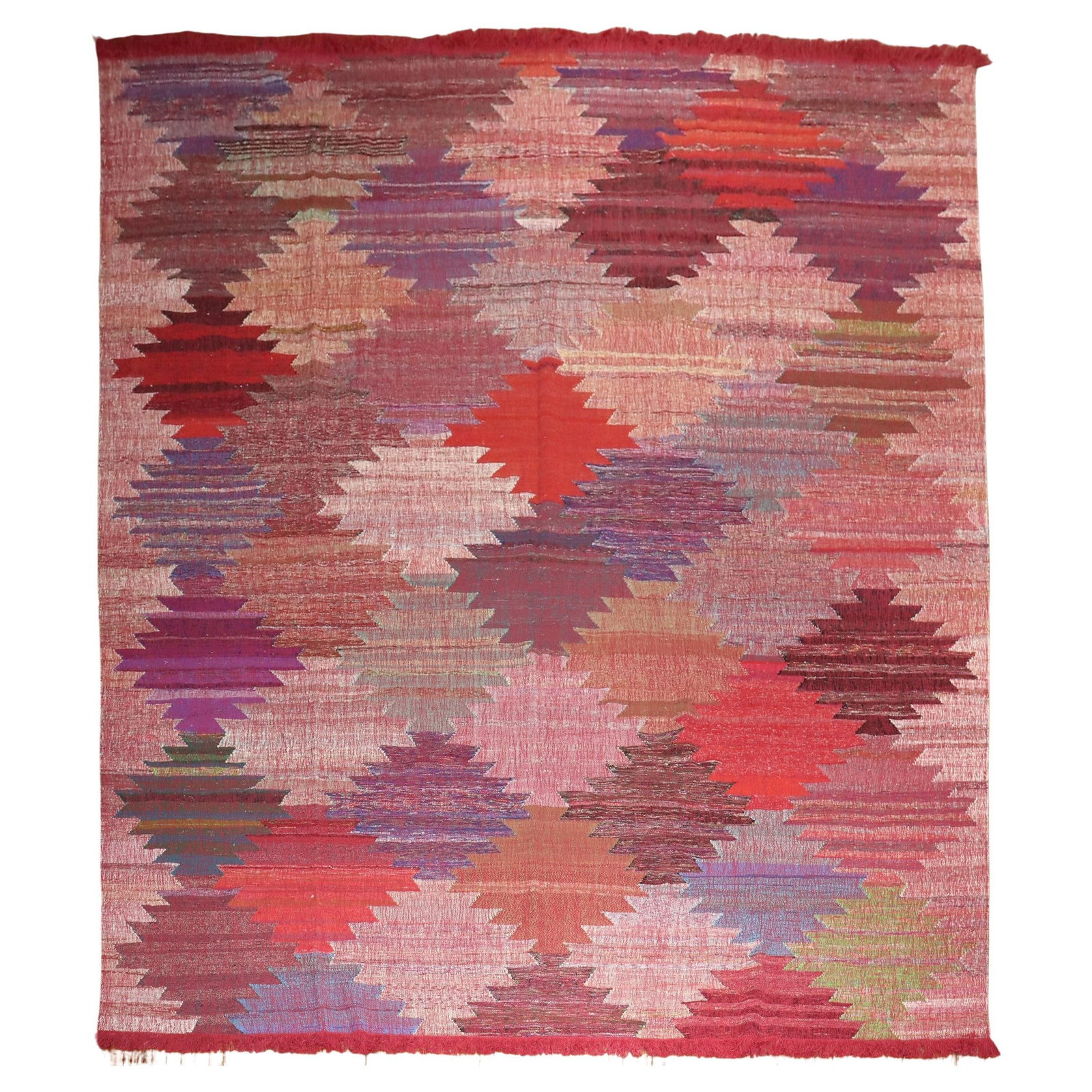 Oversize Vintage Turkish Kilim Rug Scandinavian Modern Wool 144x178: Oversize Vintage Turkish Kilim Rug Scandinavian Modern Wool 144x178 This exquisite Zabihi Collection Oversize Vintage Swedish Inspired Turkish Kilim is a one-of-a-kind handmade piece from the late 20t