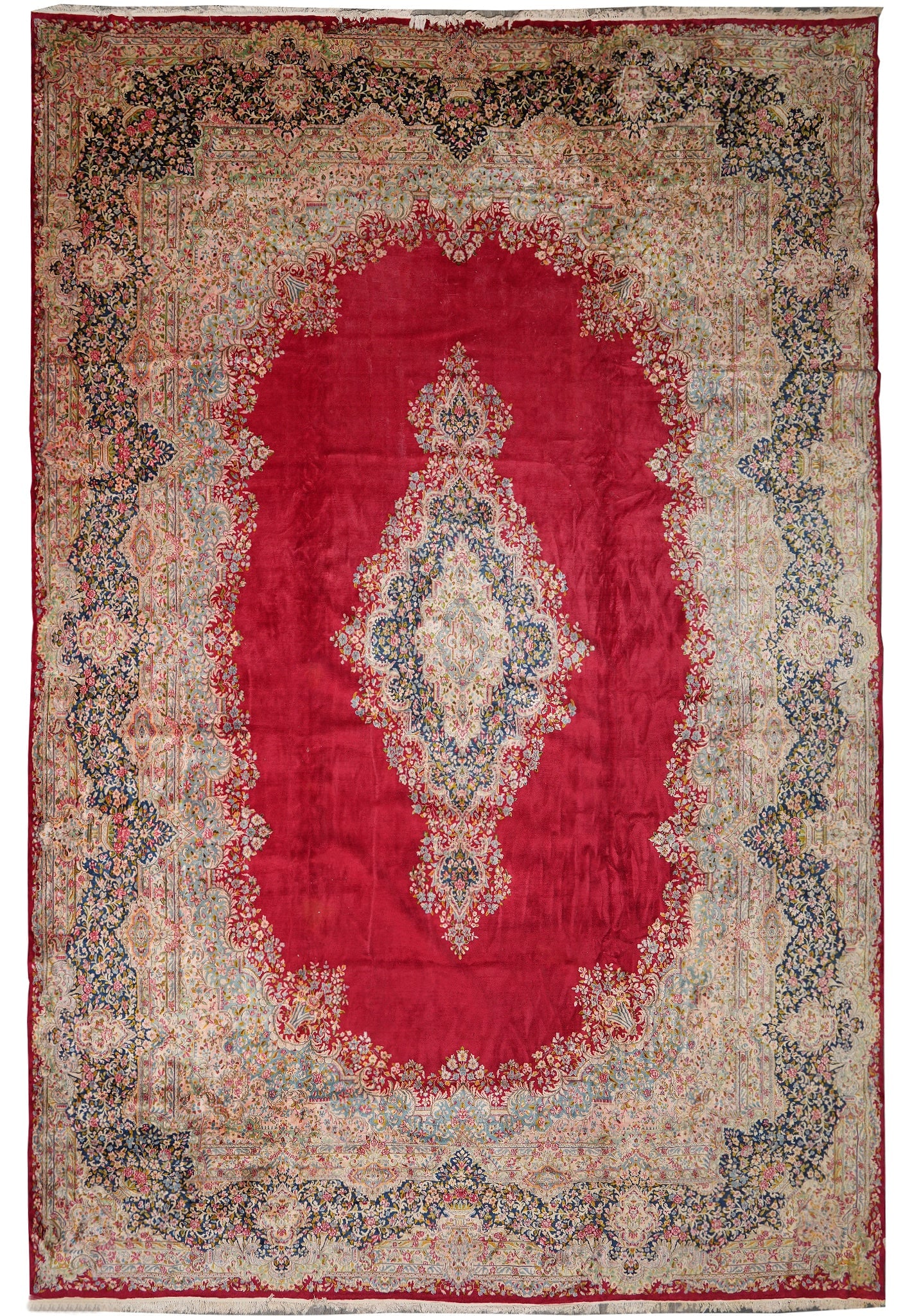 15.8 x 22 Authentic Persian Kerman Rug Open Field Iran (1 of 11)