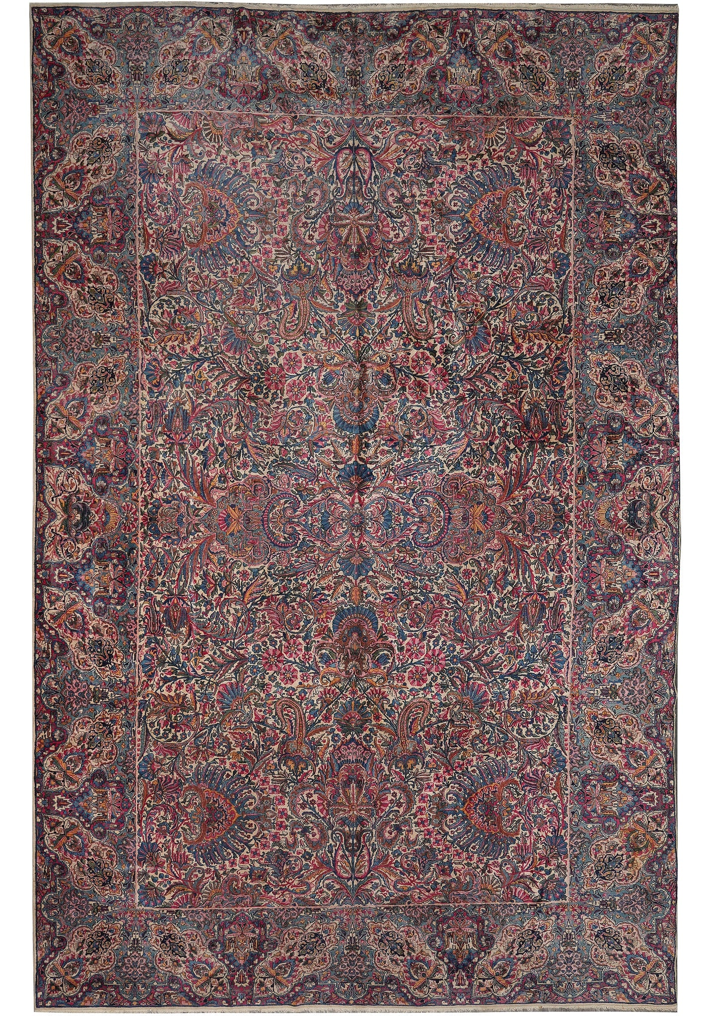 11 x 17.4 Antique Persian Lavar Kerman Rug Iran 1940s: 11 x 17.4 Antique Persian Lavar Kerman Rug Iran 1940s Free continental US Shipping This antique Persian Lavar Kerman rug from Iran dates to the 1940s and is hand-knotted in wool. It features the fine,