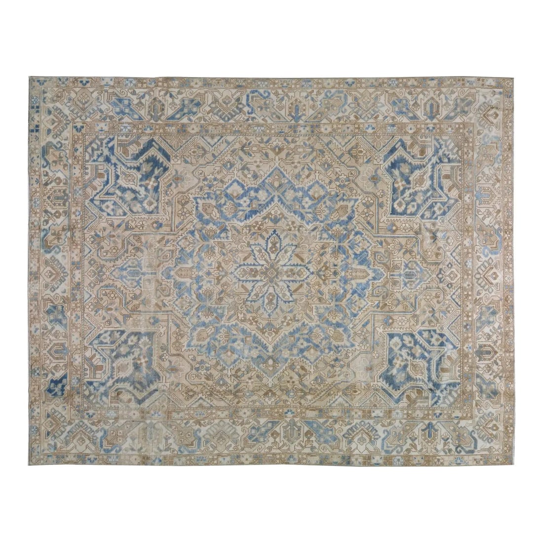 Handcrafted Wool Mahal Area Rug 9'7" x 12'2" Vintage Design: Handcrafted Wool Mahal Area Rug 9'7" x 12'2" Vintage Design This hand-knotted Mahal wool rug showcases traditional craftsmanship combined with a modern design approach. Rich in texture and durability,