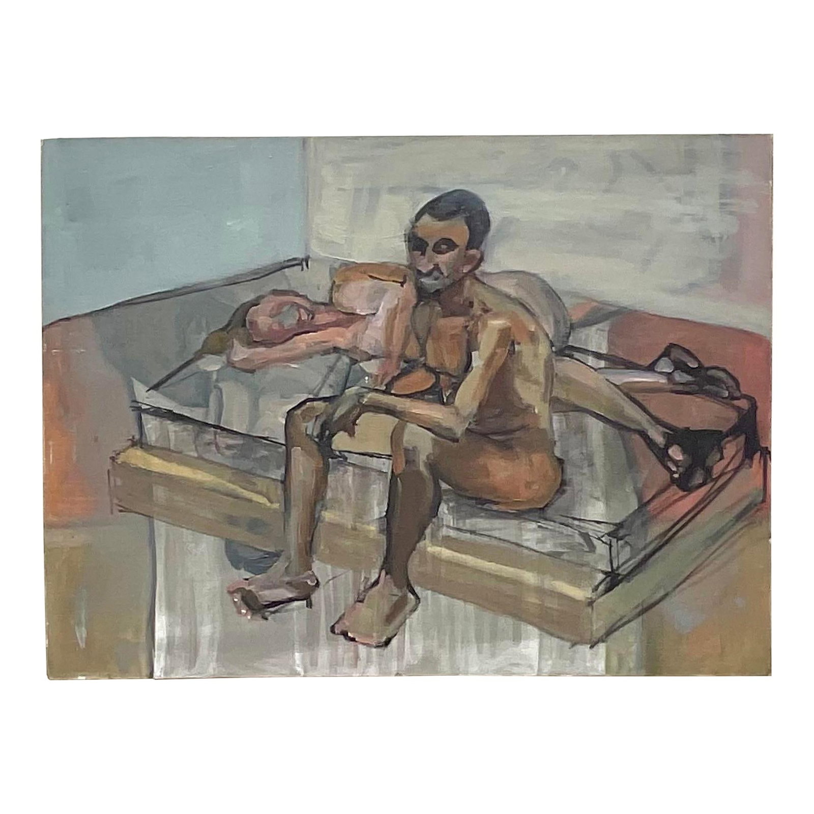 Vintage 1968 Boho Abstract Figural Oil on Canvas Artwork: Vintage 1968 Boho Abstract Figural Oil on Canvas Artwork Discover the essence of 1968 artistic expression with this Vintage Boho Original Abstract Figural artwork. Featuring a dynamic composition and 