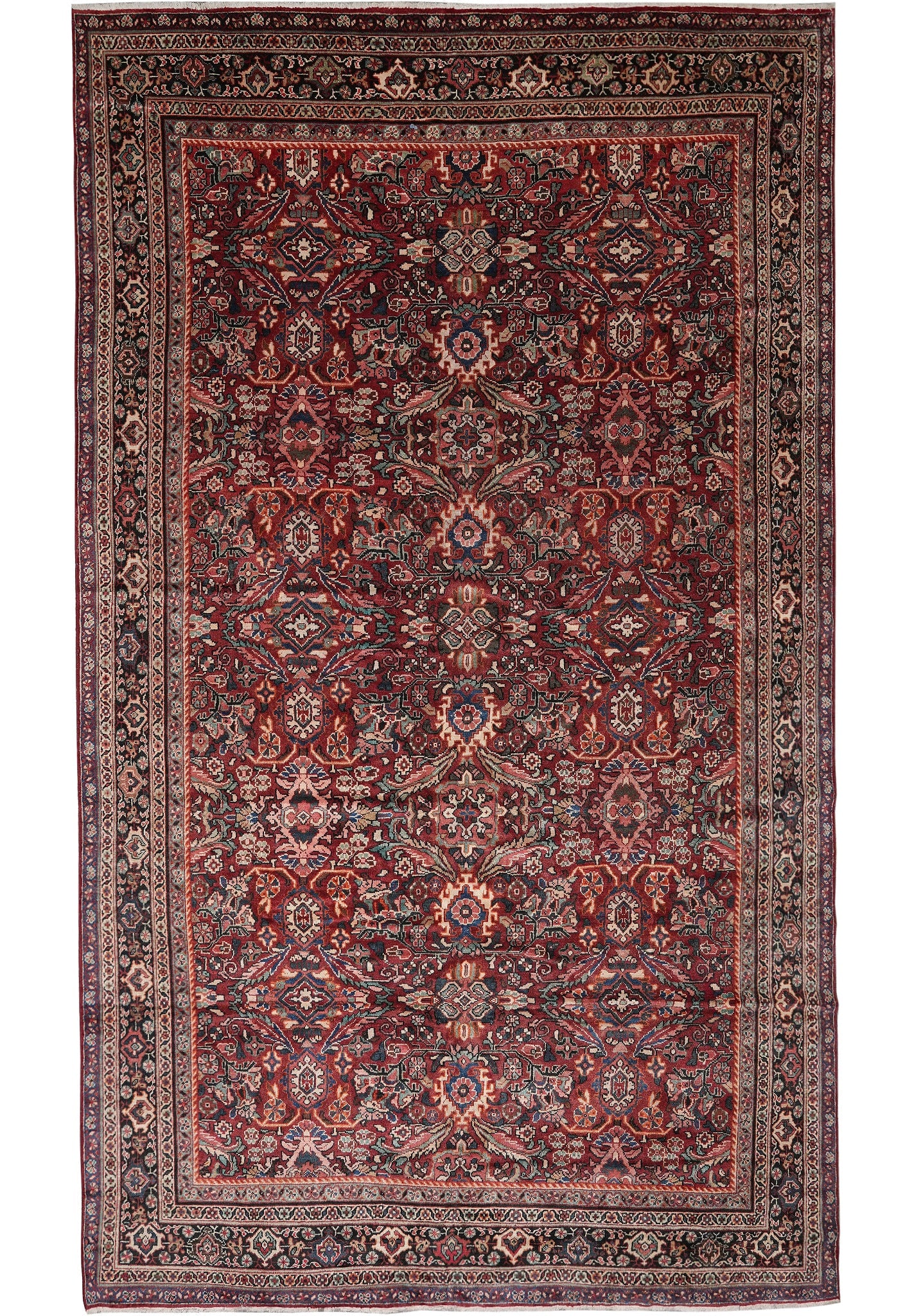10.6 x 17 Antique Persian Mahal Hand-Knotted Wool Estate Rug (1 of 12)