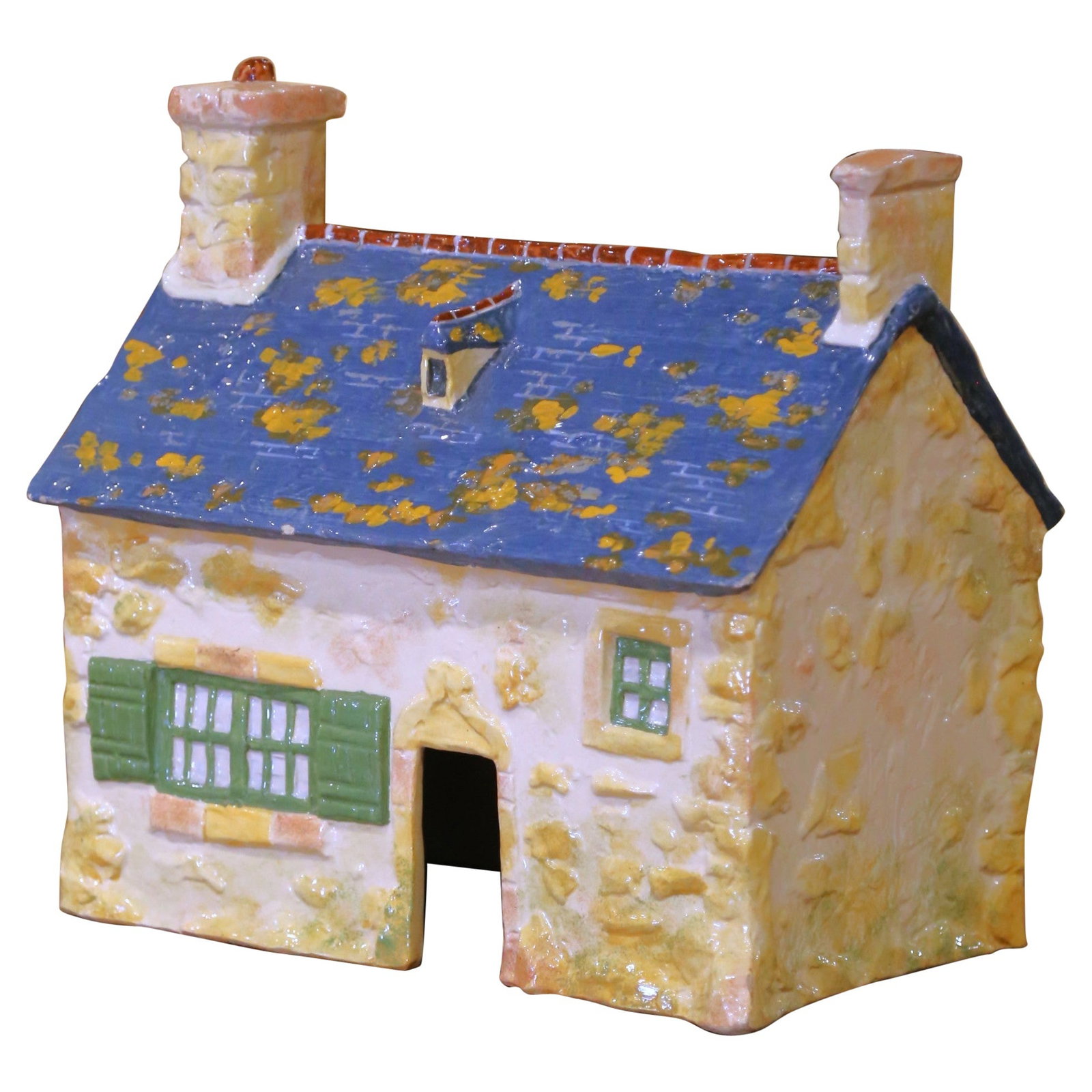 Early 20th Century J.E. Sevellec Faience House Sculpture: Early 20th Century J.E. Sevellec Faience House Sculpture This charming early 20th century faience house sculpture is a delightful piece crafted by the Henriot Quimper atelier in Brittany, France, circ