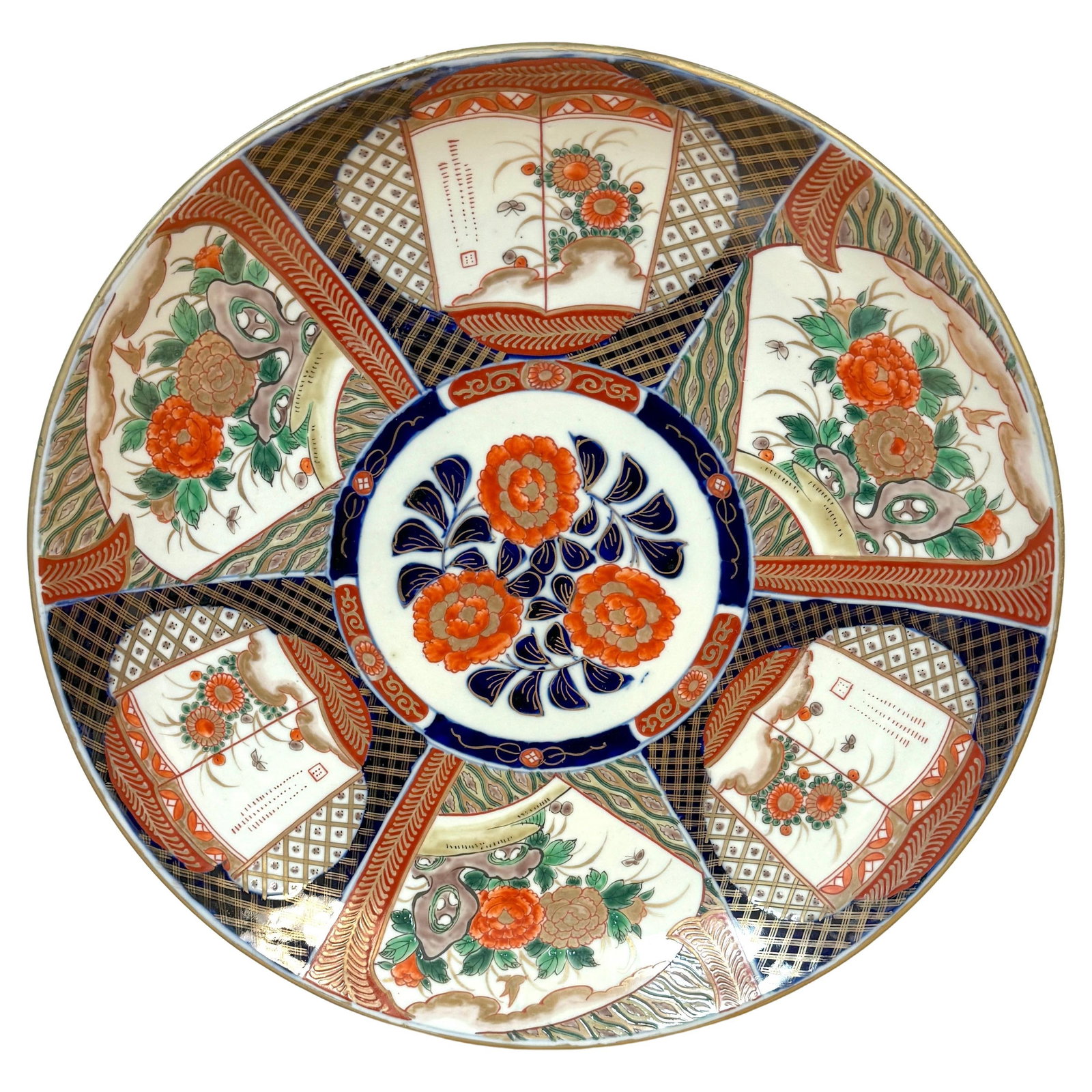 Fukagawa Meiji Period 18 Inch Imari Floral Charger Japan: Fukagawa Meiji Period 18 Inch Imari Floral Charger Japan This exquisite Large Meiji Period Imari Floral Charger, crafted by the esteemed Fukagawa studio in the early 1900s, is a stunning representatio