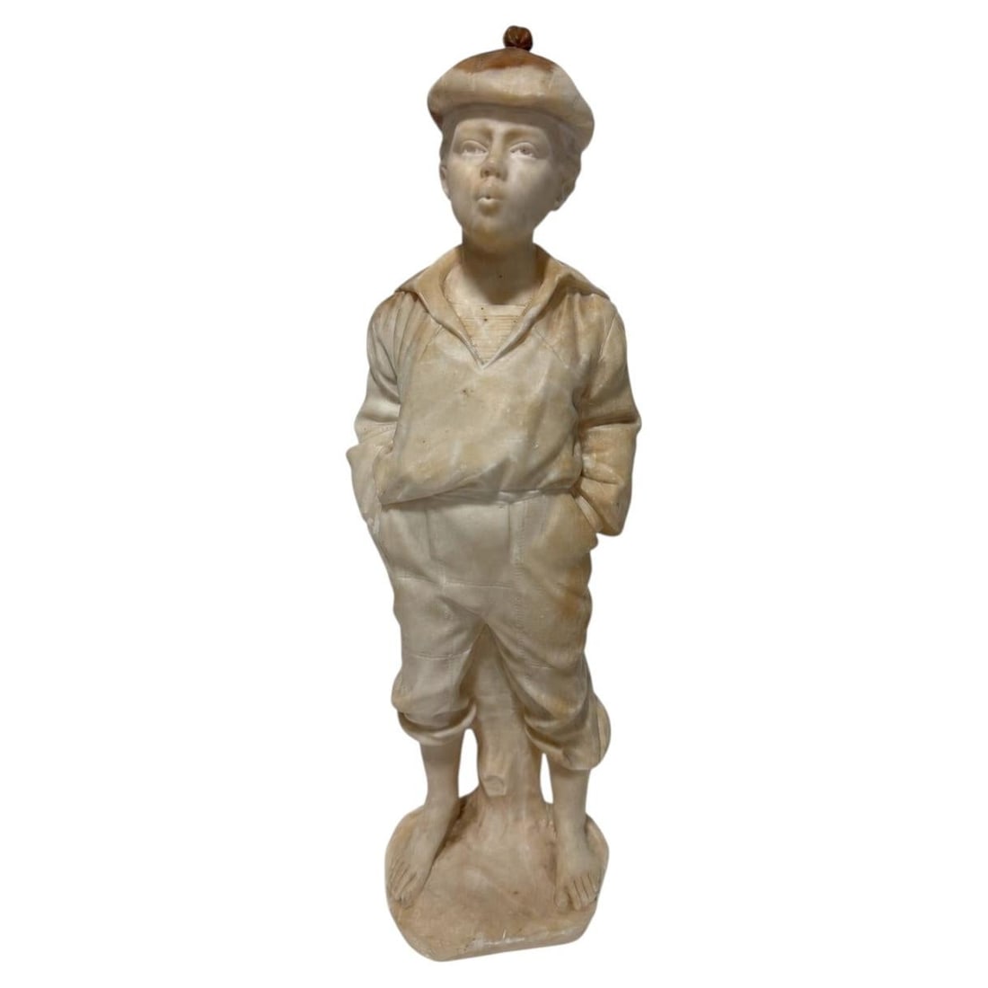 Marble Whistling Boy Figure after Victor Szczeblewski 16.5 in (1 of 9)