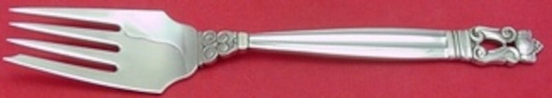 Georg Jensen Acorn Sterling Silver 4-Tine Salad Fork GI/GJ Mark 6 5/8": Georg Jensen Acorn Sterling Silver 4-Tine Salad Fork GI/GJ Mark 6 5/8" This exquisite salad fork is part of the Acorn pattern by Georg Jensen, crafted from high-quality sterling silver. Featuring four
