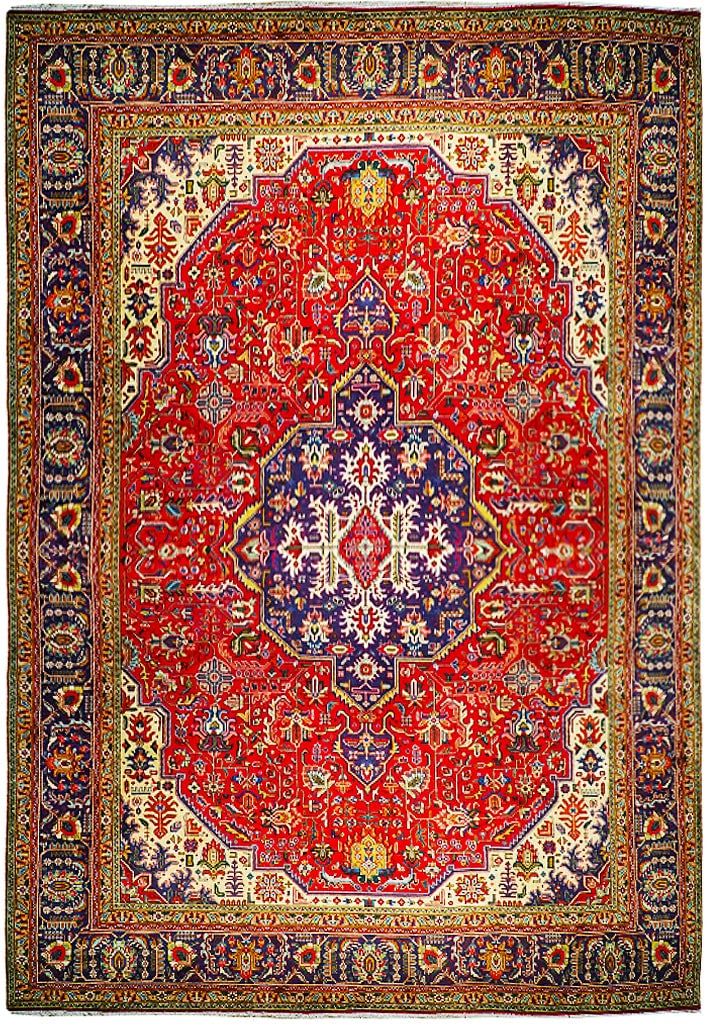 Handmade Tabriz Heriz Rug 9'9 x 12'7 Red Persian Design: Handmade Tabriz Heriz Rug 9'9 x 12'7 Red Persian Design Free continental US Shipping Transform your living space with this exquisite 9' 9" x 12' 7" Red Fine Quality Tabriz Heriz Rug, handcrafted by sk