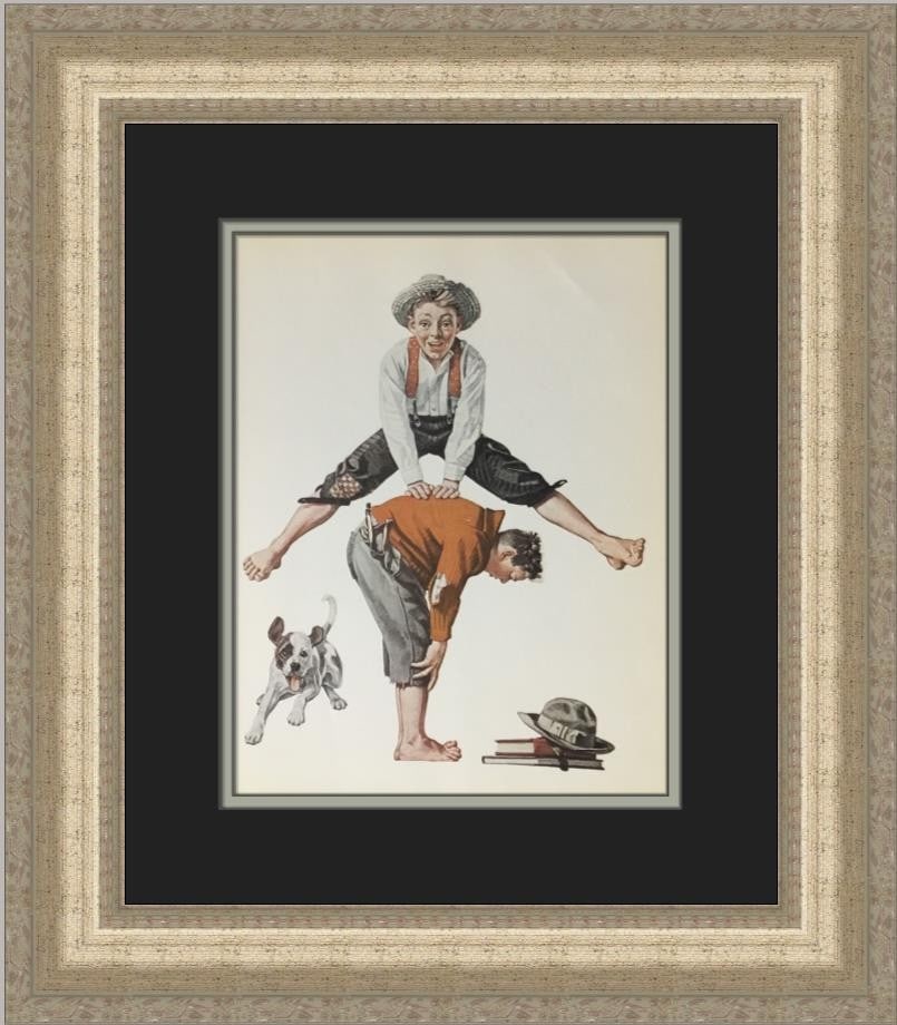 Norman Rockwell Leapfrog open edition print custom framed (1 of 2)