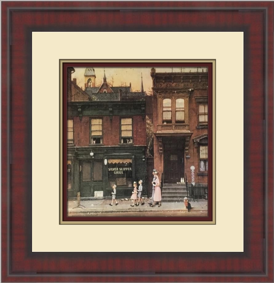 Framed Norman Rockwell Walking To Church offset lithograph print (1 of 2)