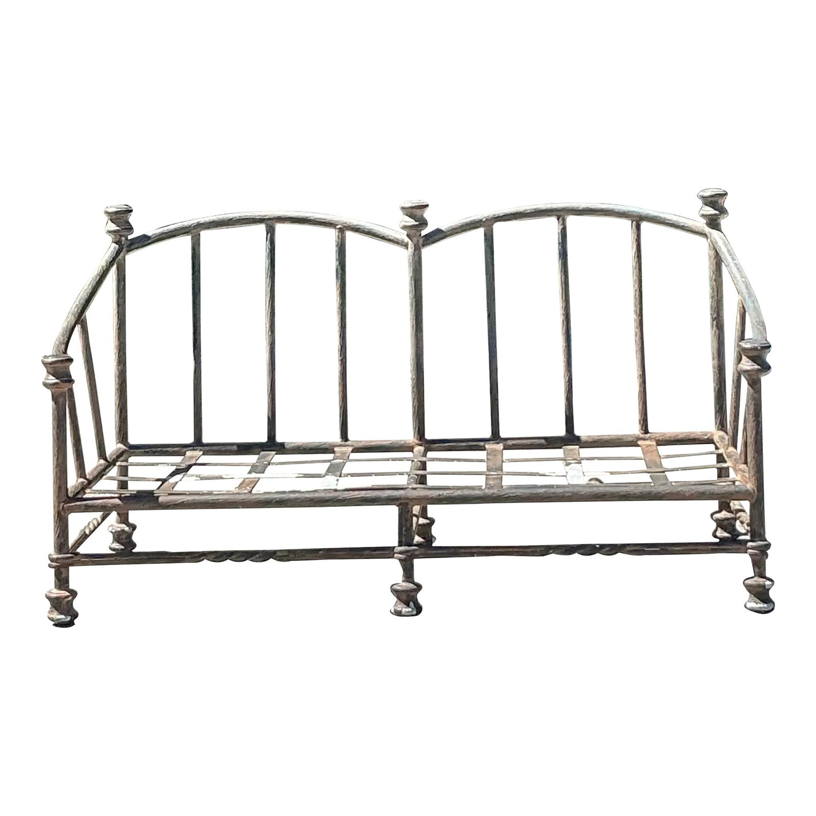 Vintage Regency Pavilion Aluminum Loveseat Charcoal Color Intricate Design (1 of 10)