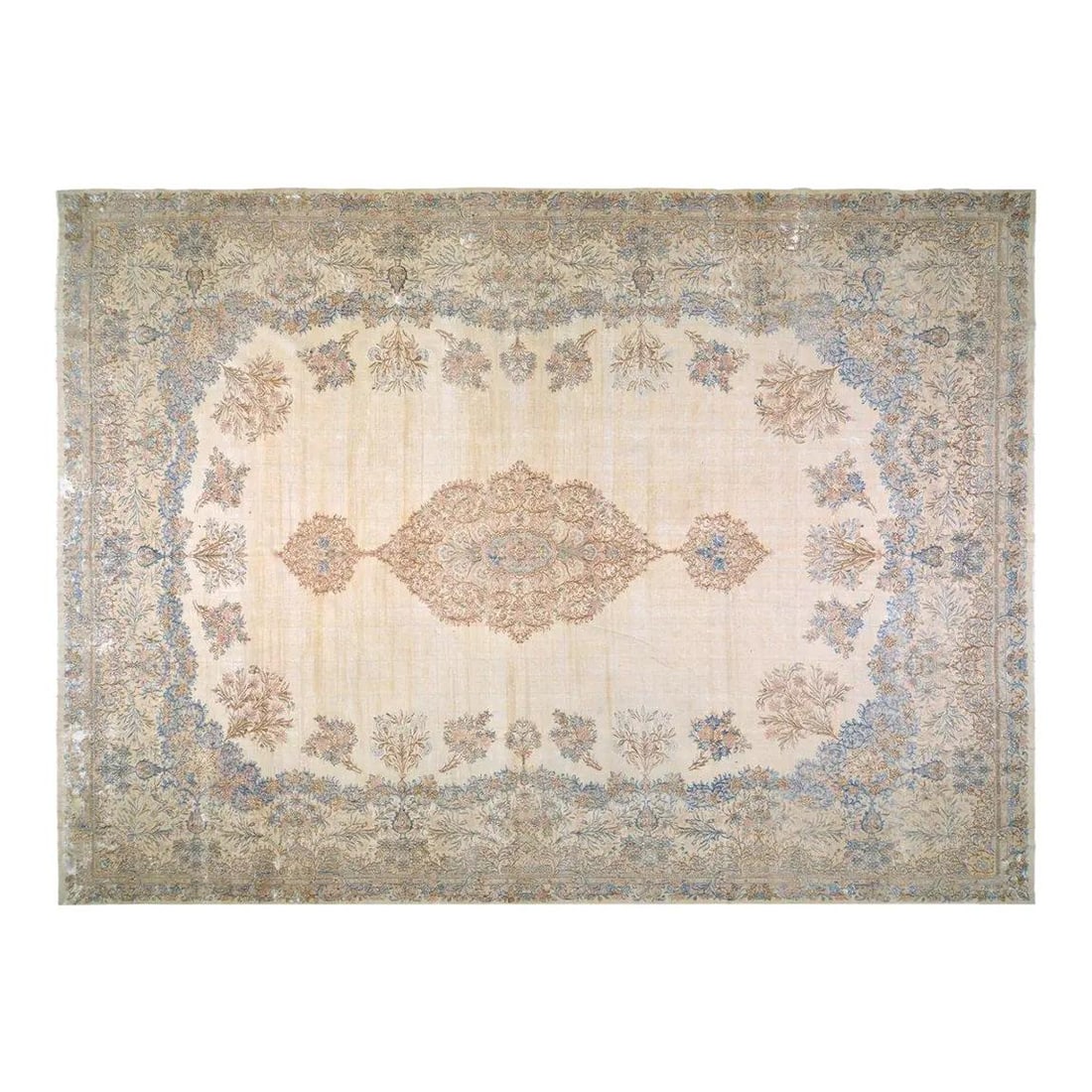 Blue Wool Chinese Art Deco Rug 13'2x17'10: Blue Wool Chinese Art Deco Rug 13'2x17'10 This vintage Chinese Art Deco rug is hand-knotted from wool using traditional techniques, offering a blend of classic craftsmanship and modern design elements