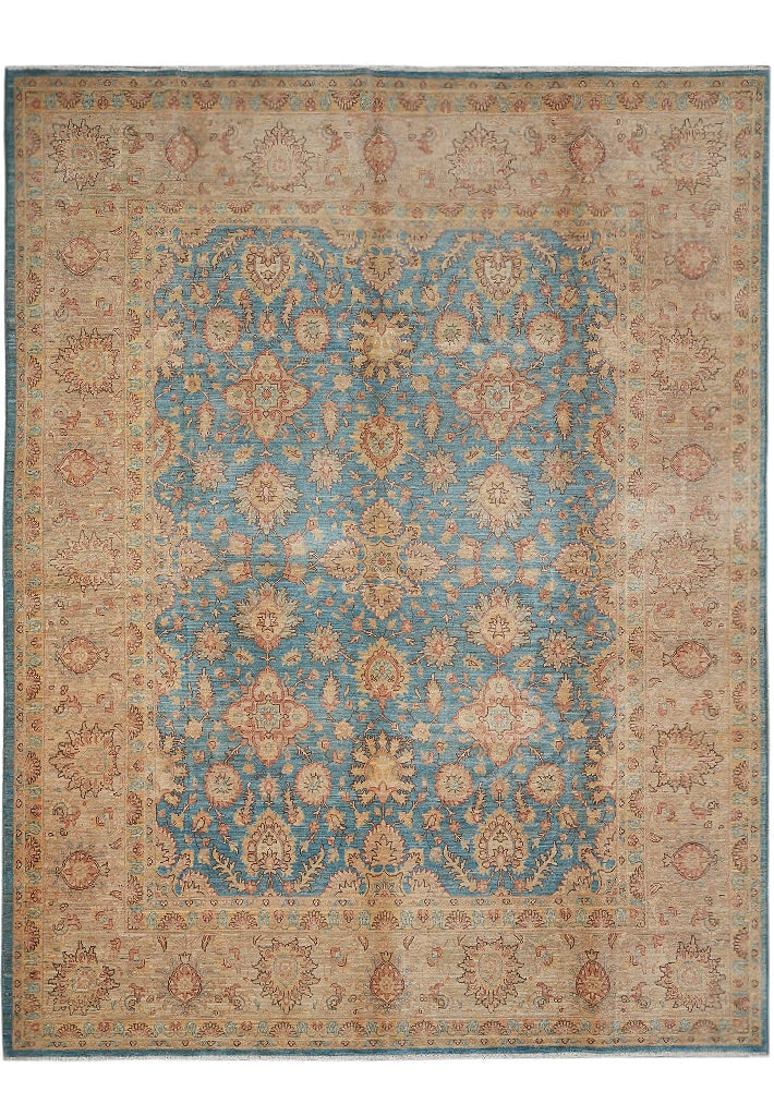 8 x 10.3 Blue Zigler Chobi Peshawar Wool Rug Hand Knotted Pakistan: 8 x 10.3 Blue Zigler Chobi Peshawar Wool Rug Hand Knotted Pakistan Free continental US Shipping This 8.2 x 10.3 foot Blue Zigler Chobi Peshawar rug is a hand-knotted area rug crafted in Pakistan by sk