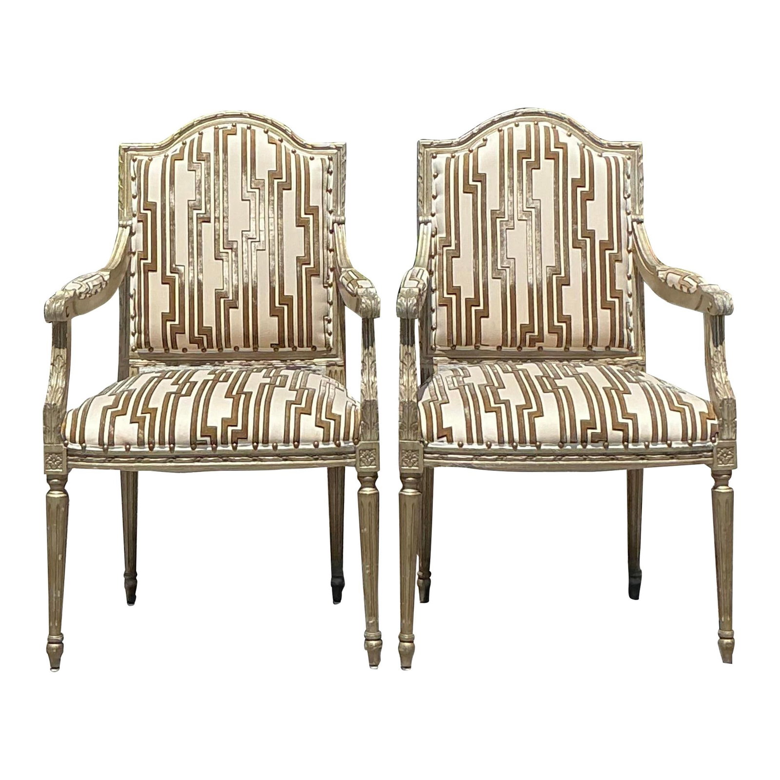 Pair of Vintage Regency Cut Velvet Bergere Chairs Ecru (1 of 7)