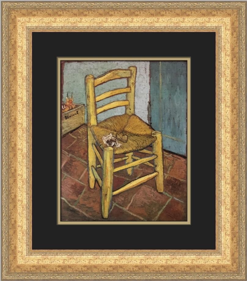 Vincent Van Gogh Vincent's Chair with Pipe Custom Framed Art Print: Vincent Van Gogh Vincent's Chair with Pipe Custom Framed Art Print This exquisite custom framed print features Vincent van Gogh's iconic work, "Vincent's Chair with His Pipe." Measuring 20 in. by 18 i