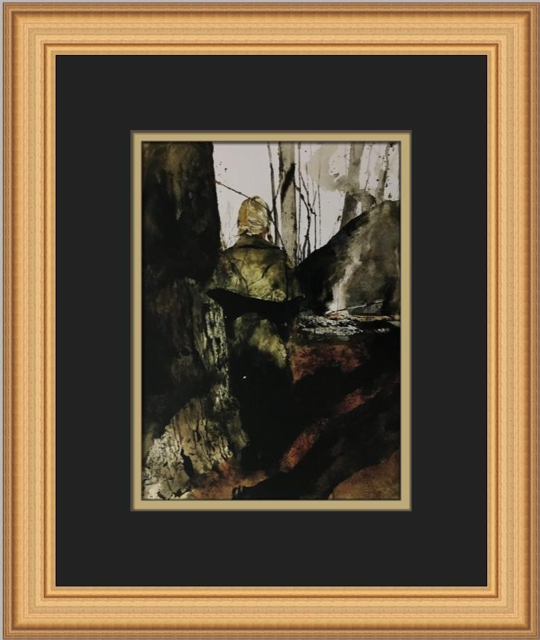 Andrew Wyeth Campfire Custom Framed Print 12 x 15 Portrait: Andrew Wyeth Campfire Custom Framed Print 12 x 15 Portrait This exquisite custom framed print titled "Campfire" by renowned artist Andrew Wyeth captures the essence of realism in a regionalist style. 