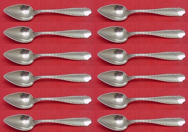 Tiffany & Co. Marquise Sterling Silver Spoon Set 12 pcs 5 3/4 in: Tiffany & Co. Marquise Sterling Silver Spoon Set 12 pcs 5 3/4 in This exquisite set of 12 grapefruit spoons from Tiffany & Co. features the elegant Marquise pattern. Each spoon is crafted from high-qu