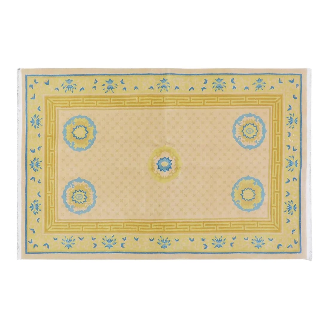 5'2 x 7'8 Hand Knotted Wool Chinese Art Deco Area Rug: 5'2 x 7'8 Hand Knotted Wool Chinese Art Deco Area Rug This vintage Chinese Art Deco rug is hand-knotted from wool using traditional techniques, offering a blend of timeless craftsmanship and modern de