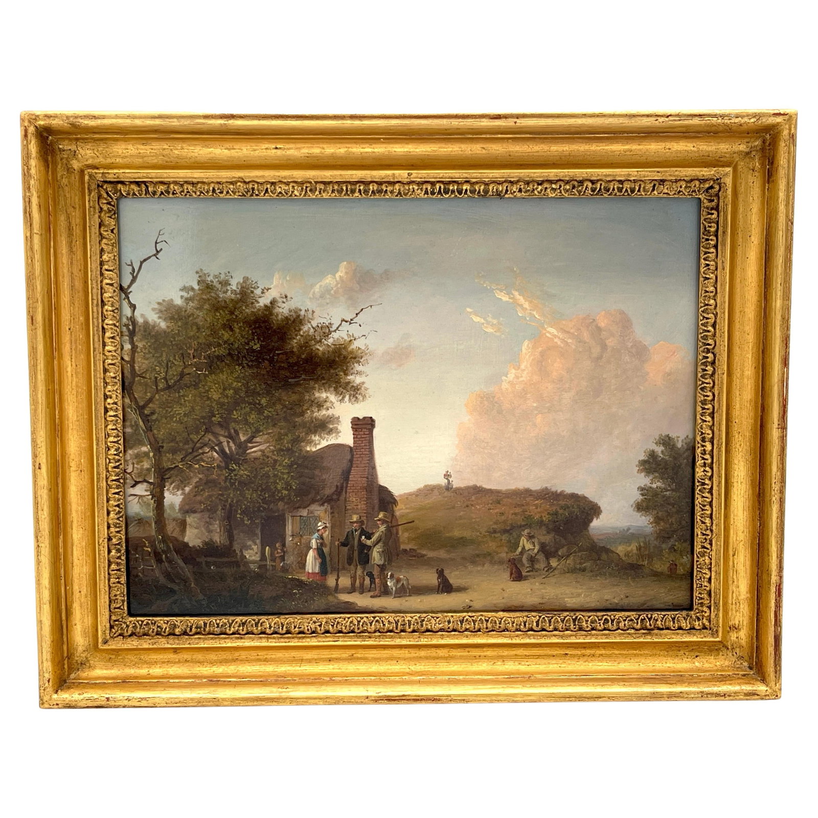 19th Century Sporting Art Landscape by Edmund Bristow with Hunters and Dogs: 19th Century Sporting Art Landscape by Edmund Bristow with Hunters and Dogs This exquisite 19th-century English Sporting Landscape by renowned British artist Edmund Bristow (1787-1876) is titled 'Spor
