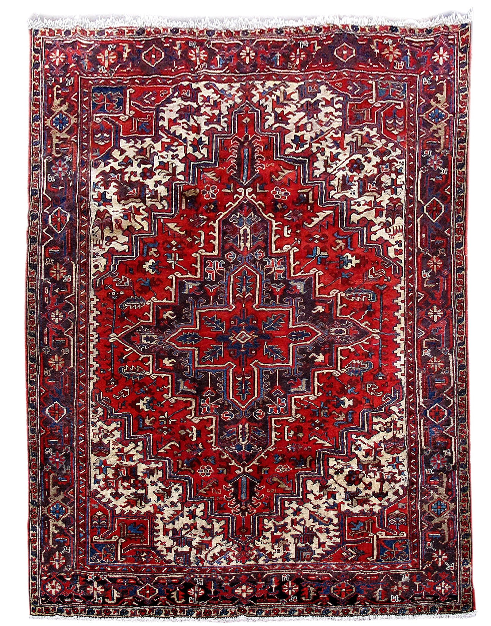 8 x 11 Genuine Persian Heriz Rug Hand Knotted Tribal Wool Carpet: 8 x 11 Genuine Persian Heriz Rug Hand Knotted Tribal Wool Carpet Free continental US Shipping This 8 x 11 genuine Persian Heriz rug is hand-knotted in northwest Iran and showcases a bold central medal