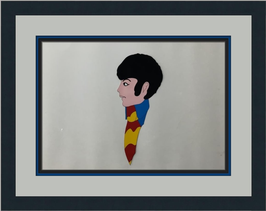 Paul McCartney 1968 Beatles Animation Production Cel by Heinz Edelmann Framed: Paul McCartney 1968 Beatles Animation Production Cel by Heinz Edelmann Framed This is an original hand-painted animation production cel featuring Paul McCartney from the iconic film "Yellow Submarine.