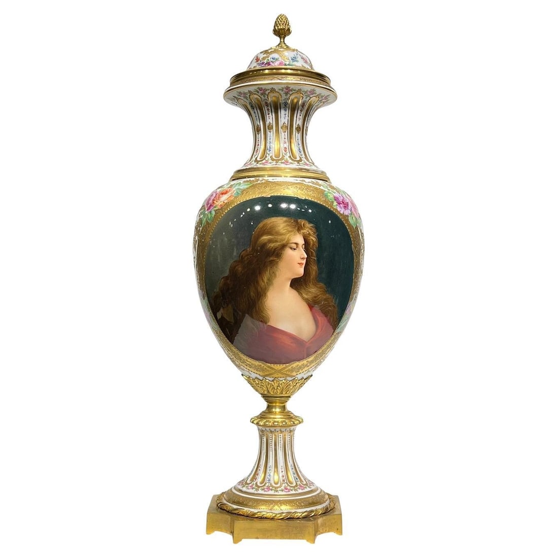 Austrian Porcelain and Bronze Vase with Portrait After Angelo Asti c1890 (1 of 15)