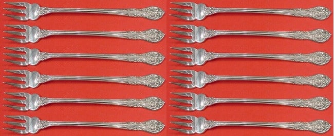 Gorham King Edward Sterling Silver Cocktail Fork Set 12 Pieces: Gorham King Edward Sterling Silver Cocktail Fork Set 12 Pieces Enhance your dining experience with this exquisite 12-piece cocktail fork set from Gorham, featuring the elegant King Edward pattern. Cra