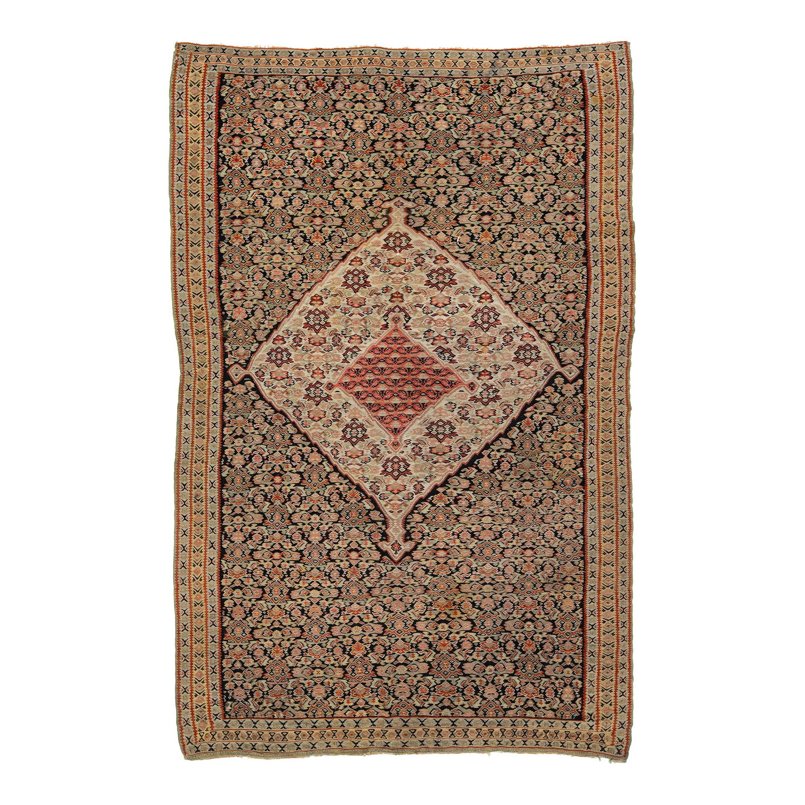 1960s Vintage Kilim Wool Rug Multicolor Floral Design 4'4 x 6'7 (1 of 8)