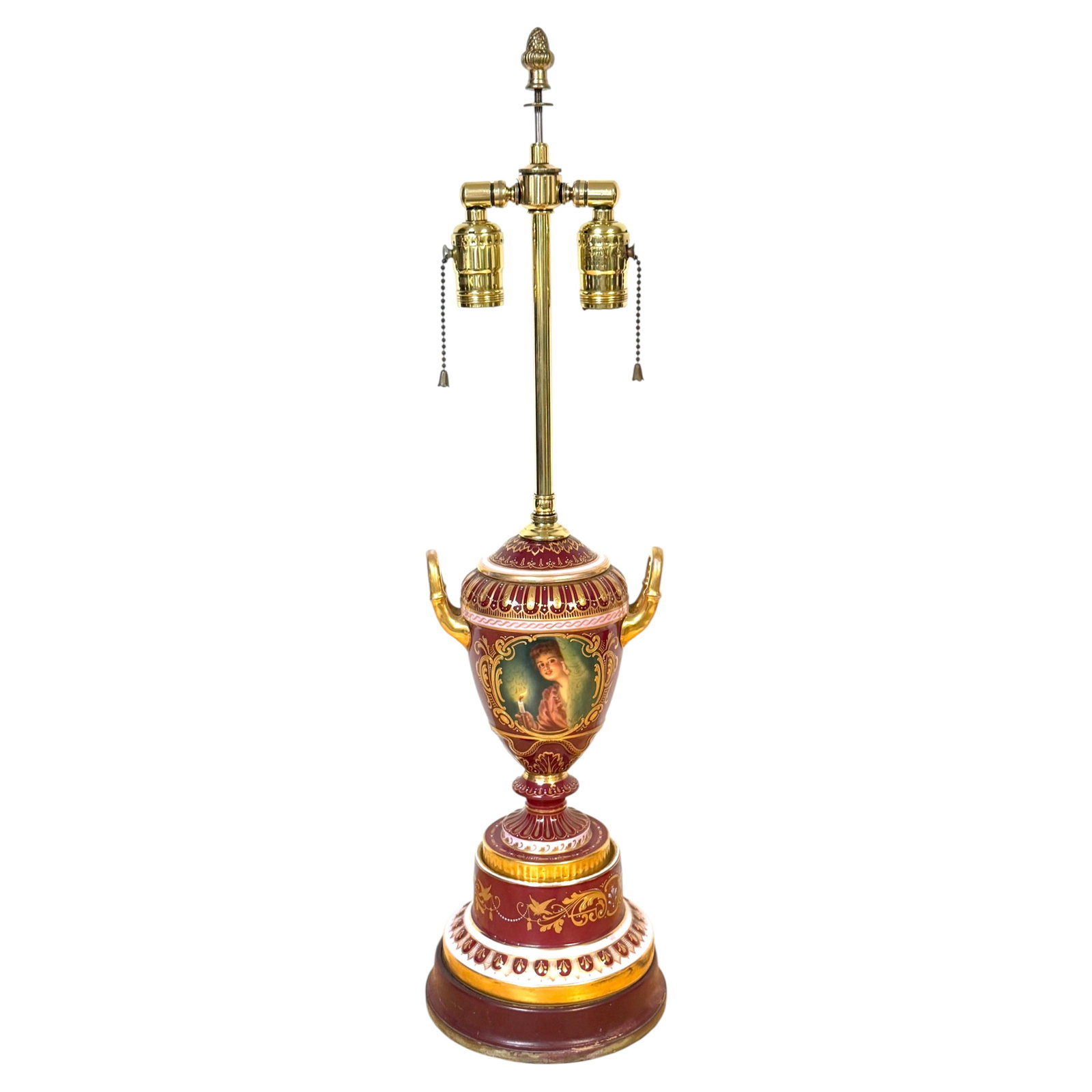 Vienna Style Porcelain Lamp Urn Signed F Koller Maiden With Candle Motif (1 of 16)