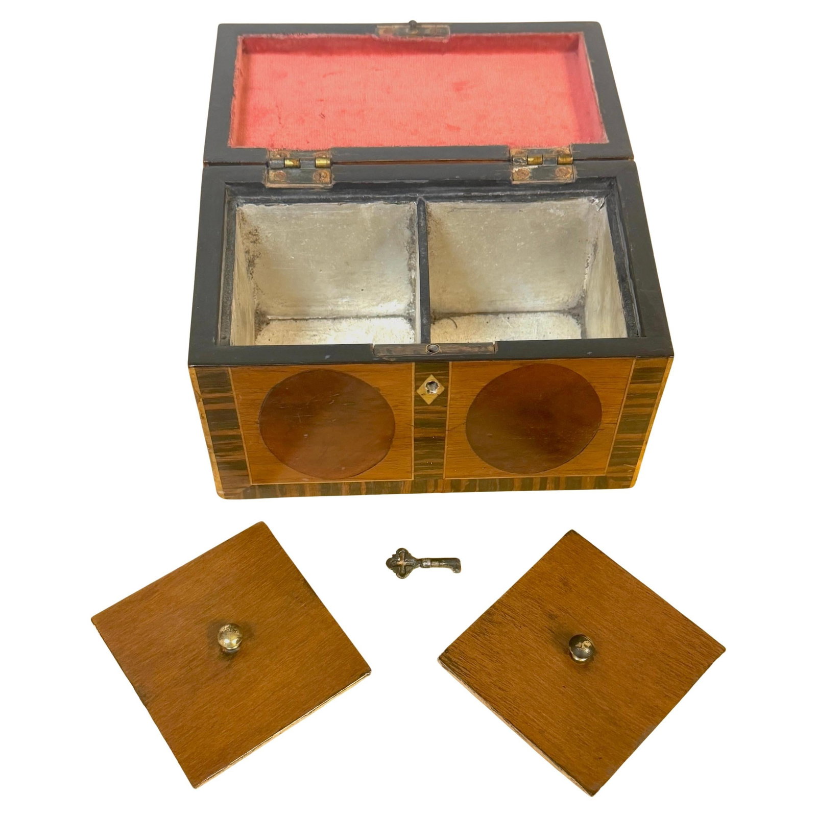 Sheraton Era English Tea Caddy with Satinwood and Ebony Veneers Attributed to Gillows (1 of 15)