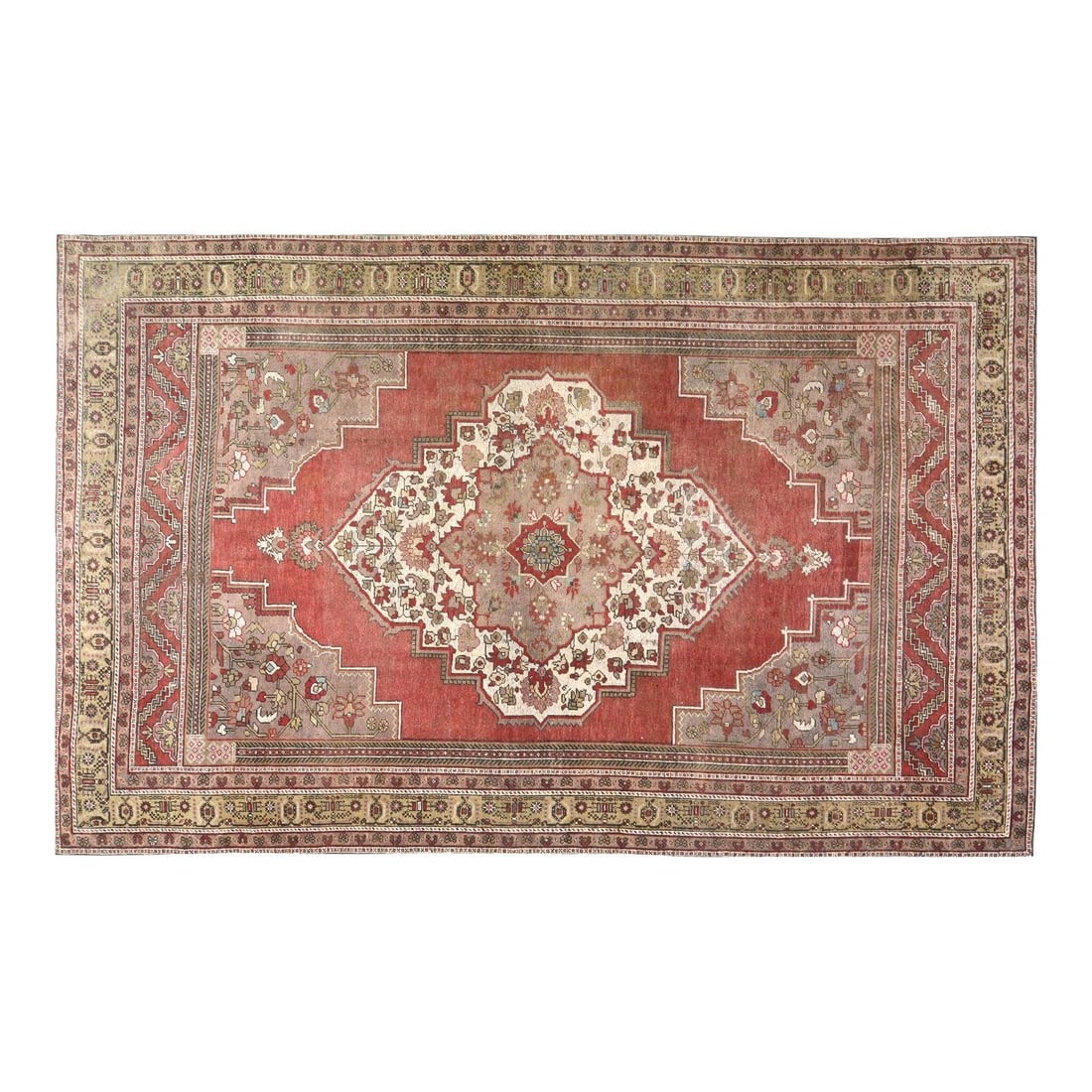 Handmade Wool Oushak Carpet from Turkey Brown 121.0 x 90.0 (1 of 6)