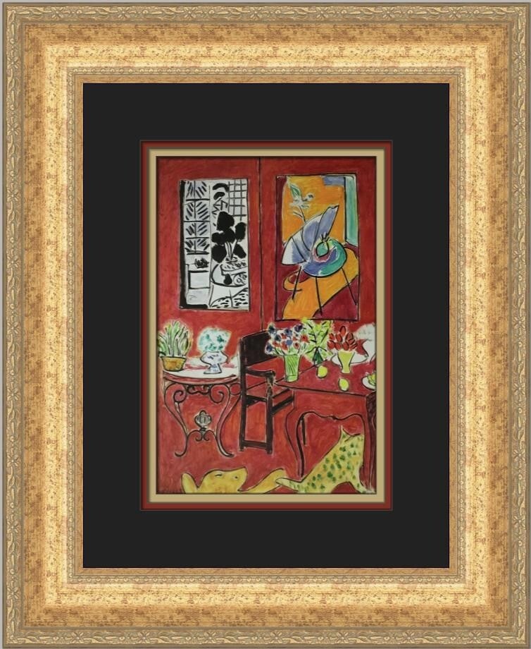 Framed Offset Lithograph Print Henri Matisse Large Red Interior 18 x 15: Framed Offset Lithograph Print Henri Matisse Large Red Interior 18 x 15 Custom framed open edition print titled Large Red Interior, attributed in the title to Henri Matisse. The print is matted and fr