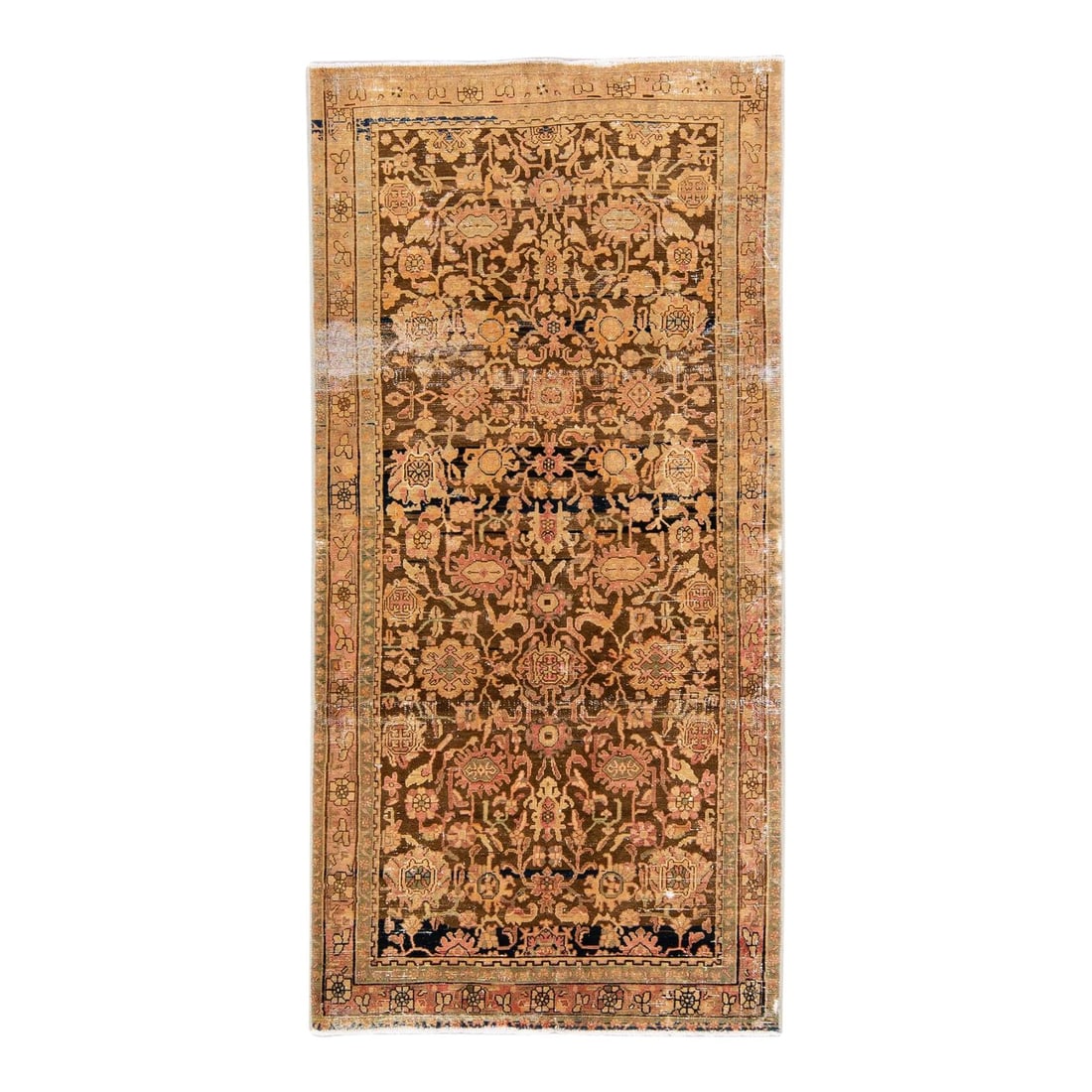 Vintage 1960s Handmade Floral Wool Runner 4'8" x 9'8" (1 of 9)