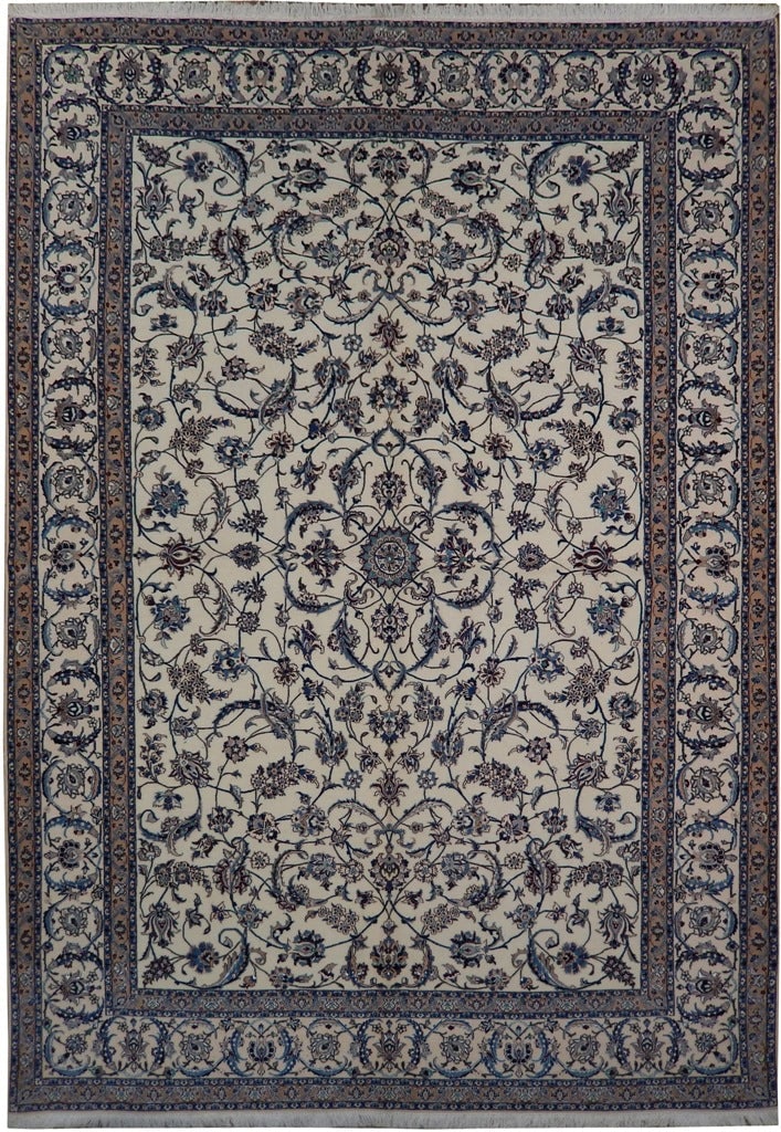 7.3 x 10 Signed Habibian Persian Nain Rug High Quality Kork Wool Silk: 7.3 x 10 Signed Habibian Persian Nain Rug High Quality Kork Wool Silk Free continental US Shipping This Persian Nain rug is a hand-knotted, high-quality piece signed by Habibian, a renowned weaving fa