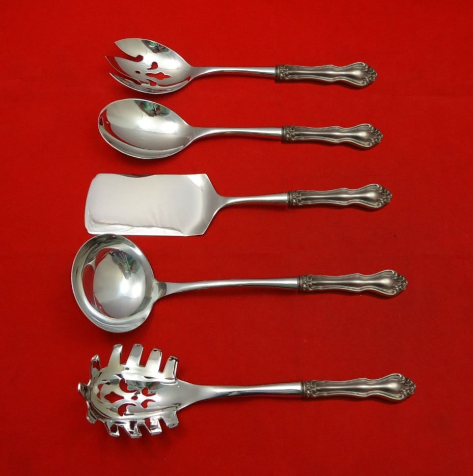 Westmorland George and Martha Sterling Silver 5pc Hostess Set: Westmorland George and Martha Sterling Silver 5pc Hostess Set Elevate your dining experience with this exquisite 5-piece Hostess Serving Set from Westmorland, featuring the elegant George and Martha p
