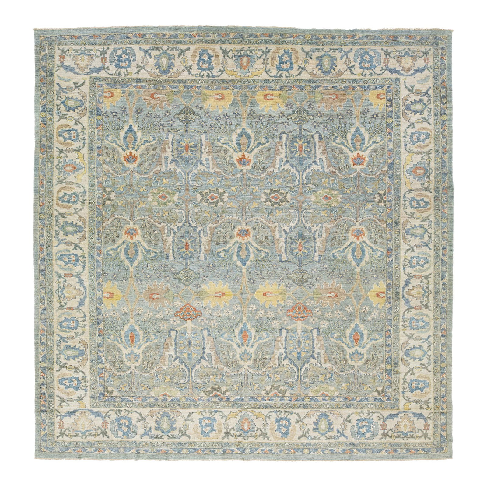 Modern Sultanabad Blue Wool Rug 13'2 x 13'6 Allover Pattern (1 of 10)