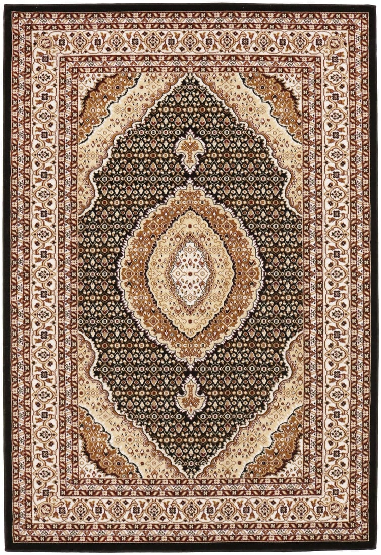 4'2 x 6'1 Polypropylene Floral Area Rug Black Machine-Made Entryway Carpet (1 of 16)