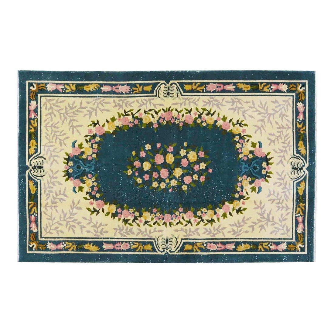 Hand-Knotted Wool Art Deco Rug in Chinese Vintage Style 5'x7'8": Hand-Knotted Wool Art Deco Rug in Chinese Vintage Style 5'x7'8" This vintage Chinese Art Deco rug is hand-knotted from wool using traditional techniques, offering a blend of timeless craftsmanship and