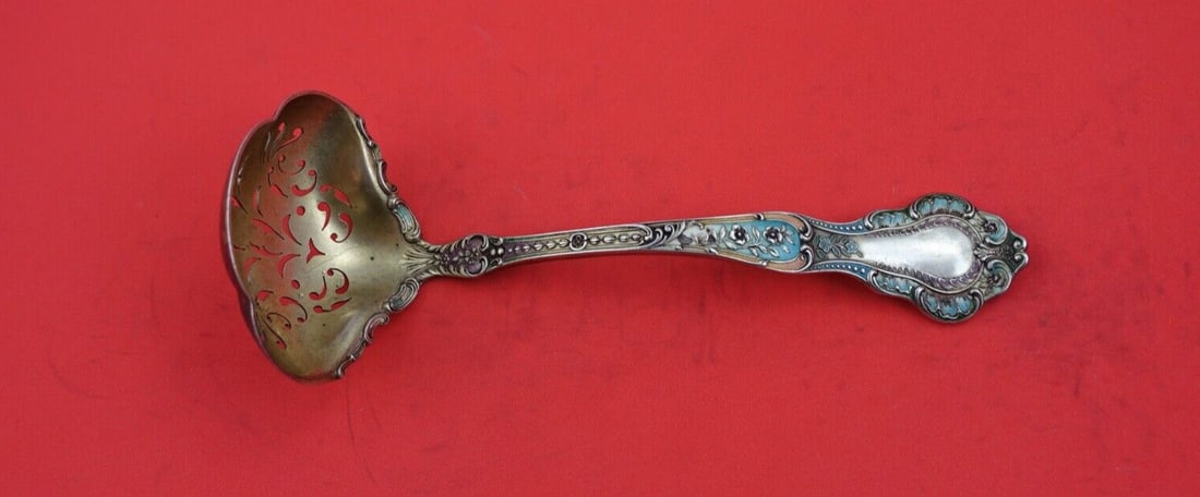 Gorham Louis XVI Sterling Silver Sugar Sifter Light Vermeil Enamel 7.5": Gorham Louis XVI Sterling Silver Sugar Sifter Light Vermeil Enamel 7.5" This exquisite sugar sifter from Gorham is part of the classic Louis XVI pattern, showcasing a beautiful light vermeil finish co