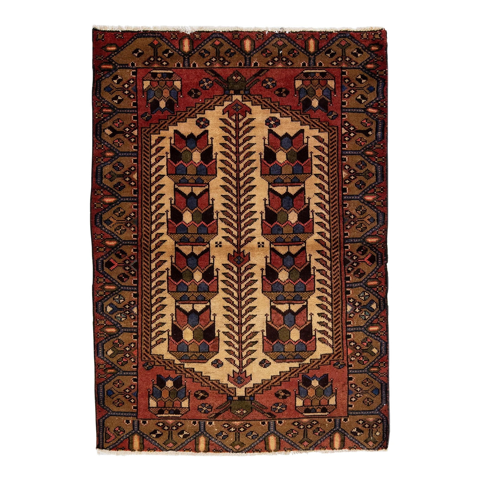 Vintage Persian Malayer Handmade Wool Rug 3'4 x 4'9 Medallion Design (1 of 7)