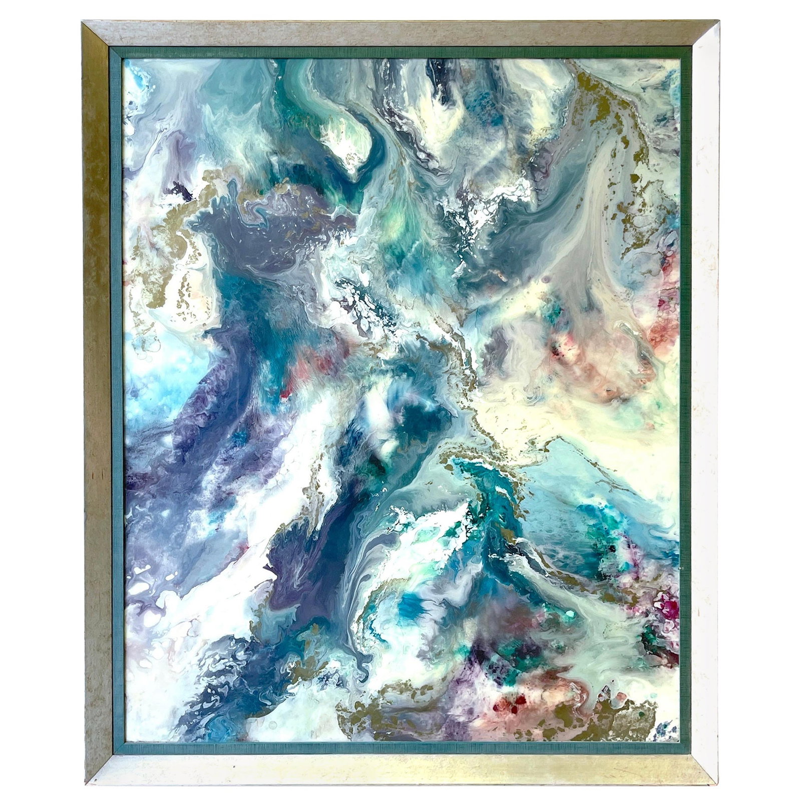 Blakely Bering Oil Slick Abstract Masterpiece 2006 Framed Artwork: Blakely Bering Oil Slick Abstract Masterpiece 2006 Framed Artwork Experience the grandeur of 'Oil Slick,' a monumental abstract masterpiece created by renowned artist Blakely Bering in 2006. This stri