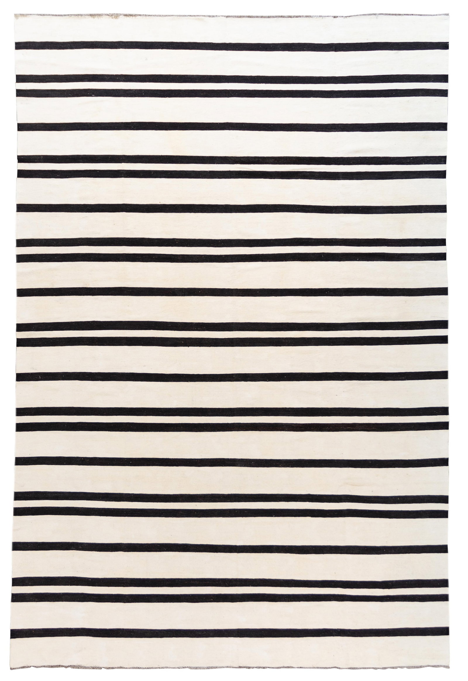 Large 21st Century Black and White Wool Kilim Rug: Large 21st Century Black and White Wool Kilim Rug Discover this stunning 21st century modern Kilim rug, handwoven from high-quality wool in a striking all-over black and white striped design. Perfect 