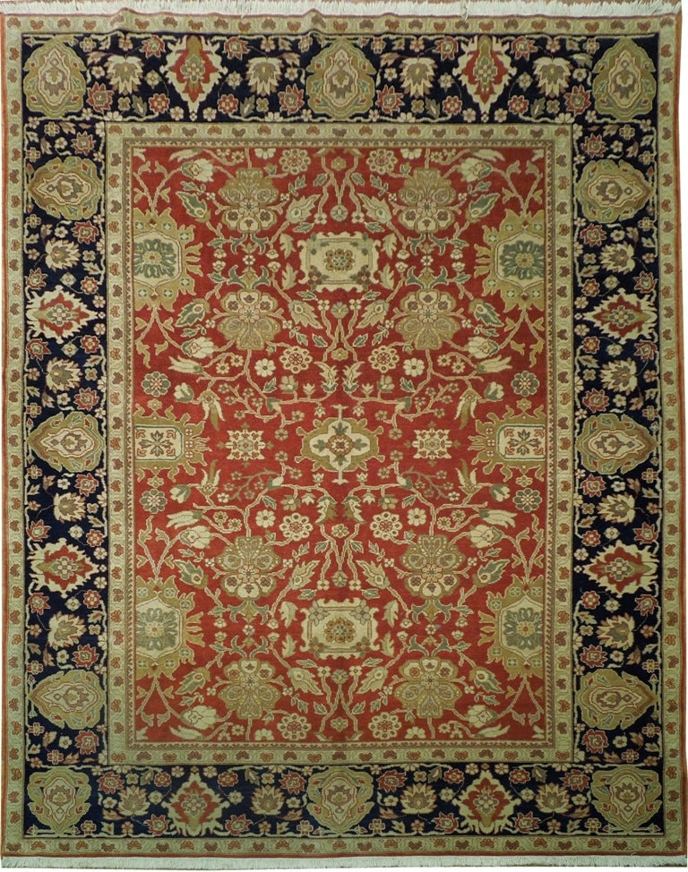 Hand-Knotted Zigler Area Rug 8 x 10 Wool Vegetable Dyed Traditional Design: Hand-Knotted Zigler Area Rug 8 x 10 Wool Vegetable Dyed Traditional Design Free continental US Shipping This 8 x 10 hand-knotted Zigler area rug features a classic Persian-inspired design with an all-