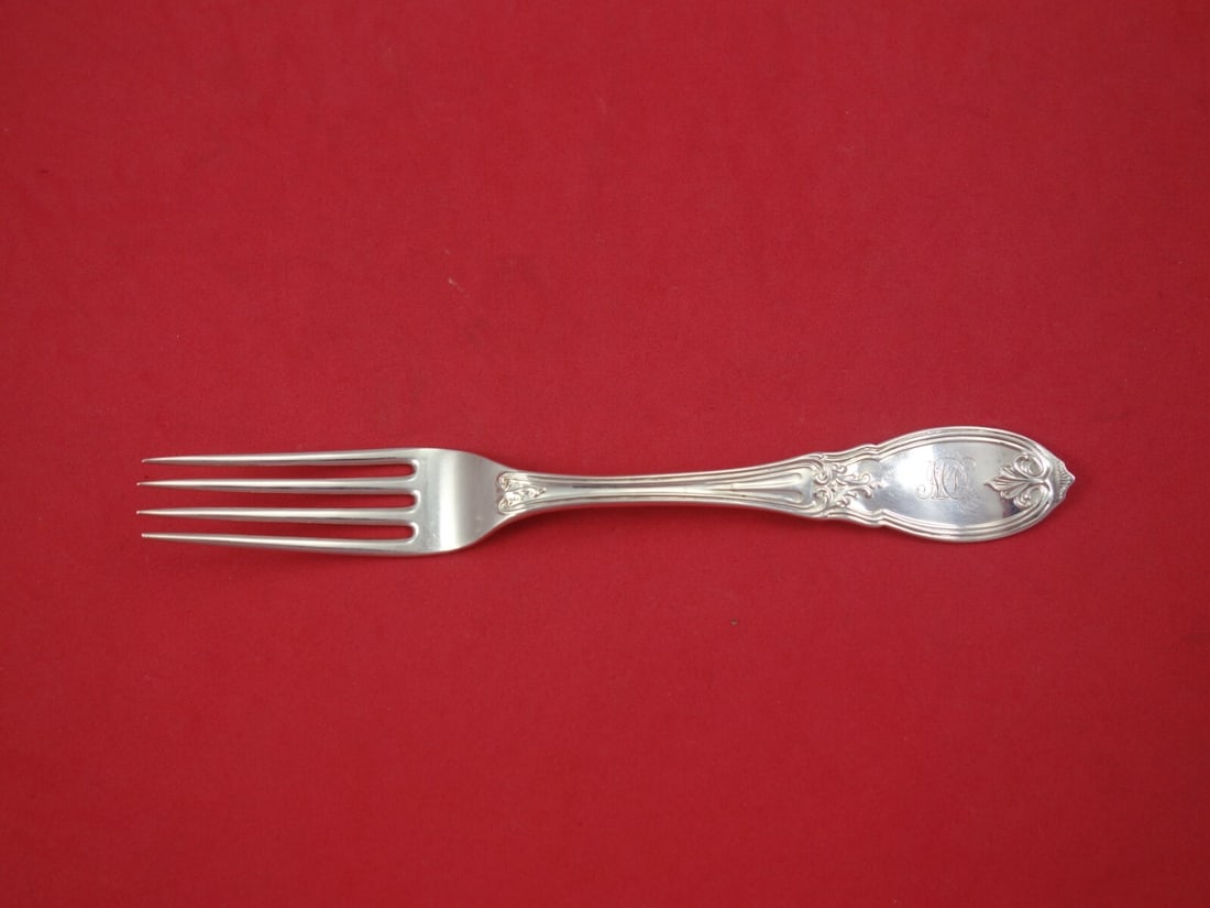 1850 Leaf Pattern Coin Silver Fork by Various Makers 7": 1850 Leaf Pattern Coin Silver Fork by Various Makers 7" This exquisite regular fork is crafted from coin silver and showcases a distinctive leaf pattern, patented in 1850. Made by various makers, incl