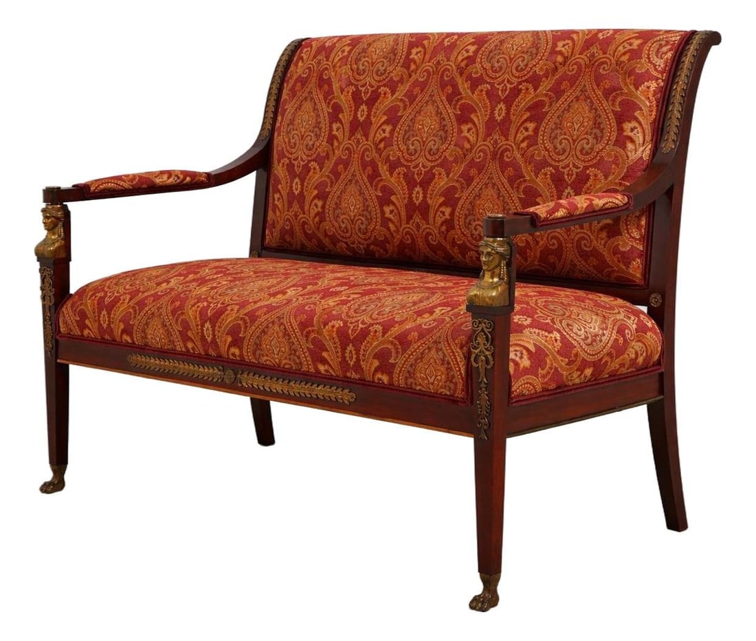 French Empire Settee with Bronze Ormolu and Brass Accents Circa 1820-1850 (1 of 10)